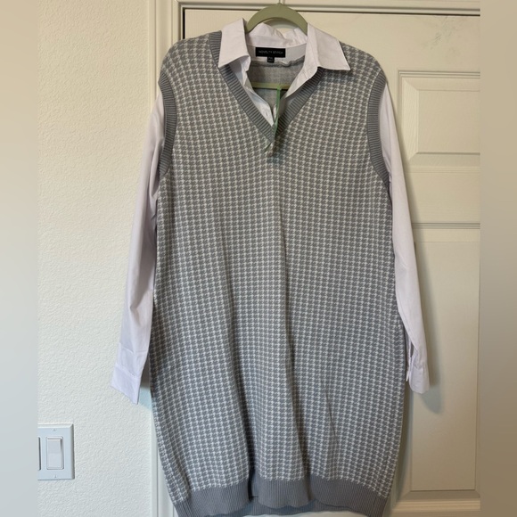 Midi Sweater Dress with White Shirt Detail - Picture 3 of 7